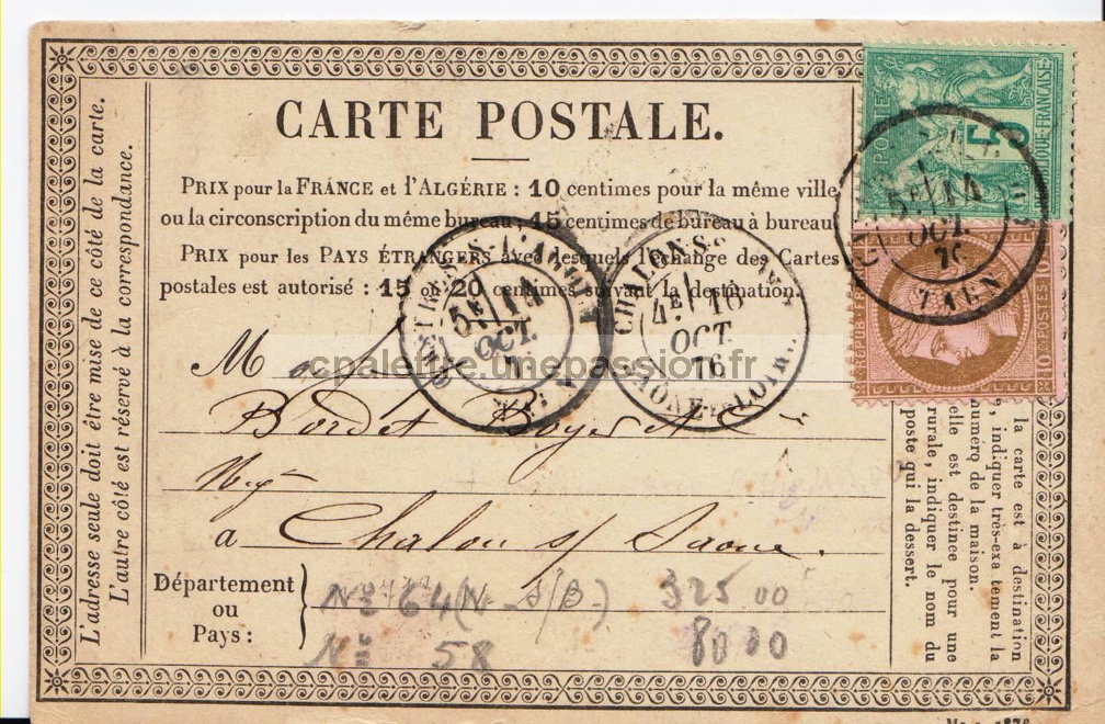 Agrandir Cartes postales (N°4) pionnières 1876 face1